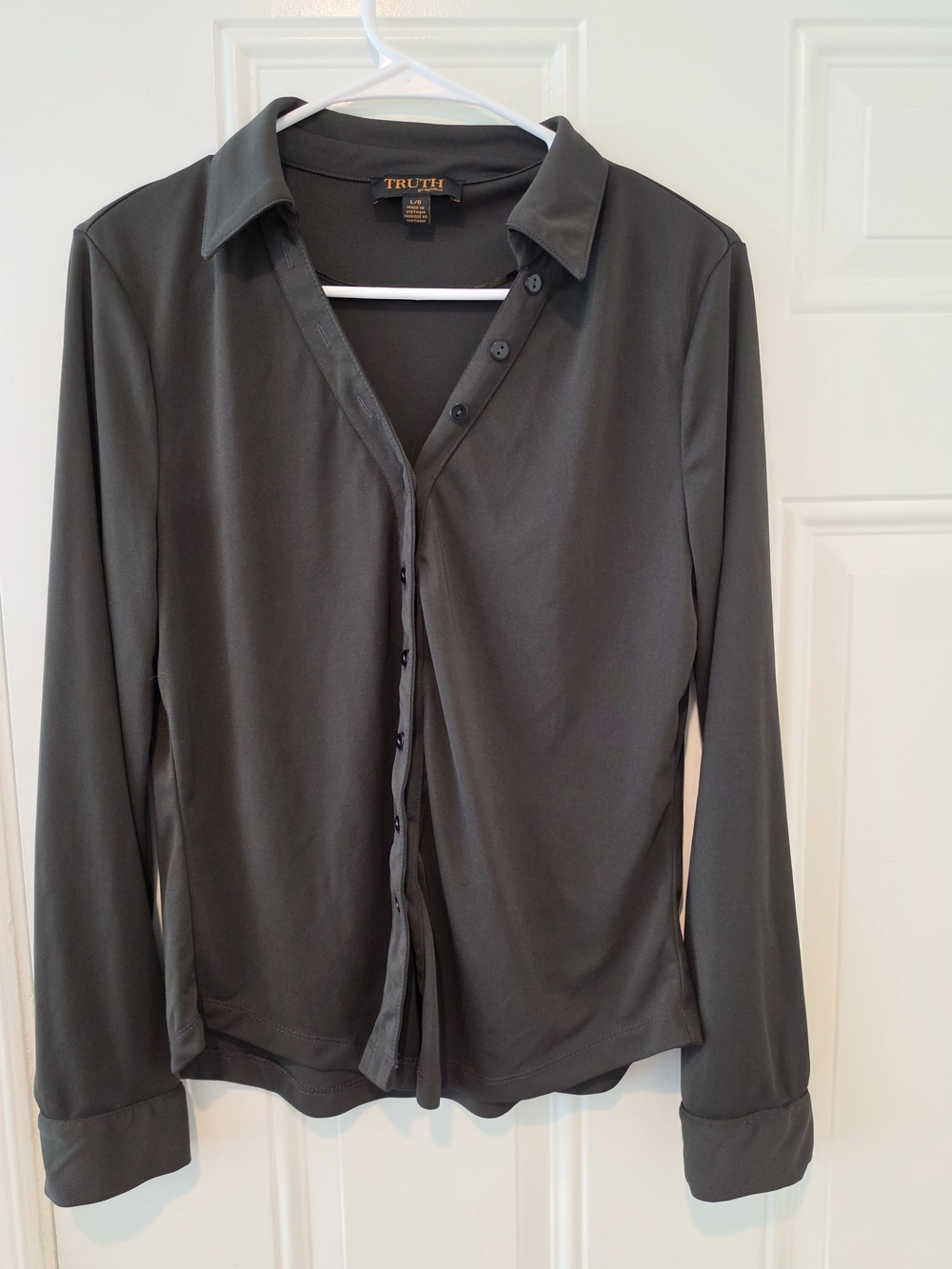 Truth Olive Button-Front Long Sleeve Shirt
